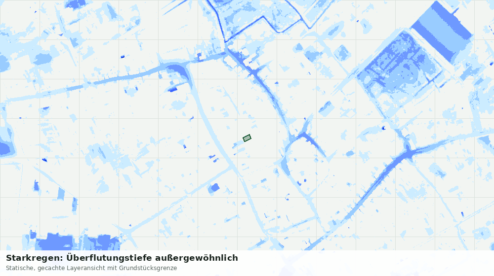 Statische Kartenansicht: Starkregen: Überflutungstiefe außergewöhnlich