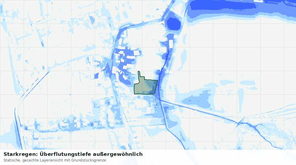 Statische Kartenansicht: Starkregen: Überflutungstiefe außergewöhnlich