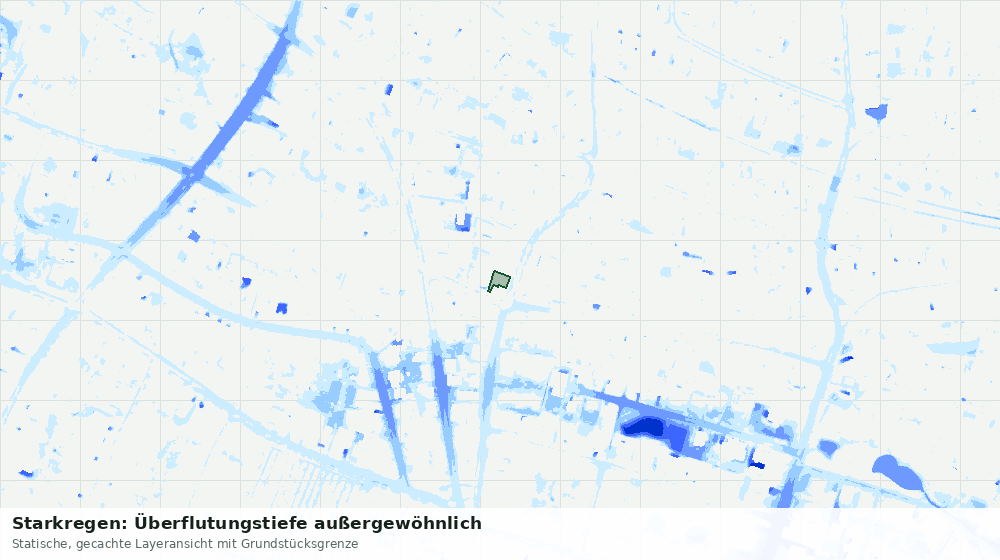 Statische Kartenansicht: Starkregen: Überflutungstiefe außergewöhnlich