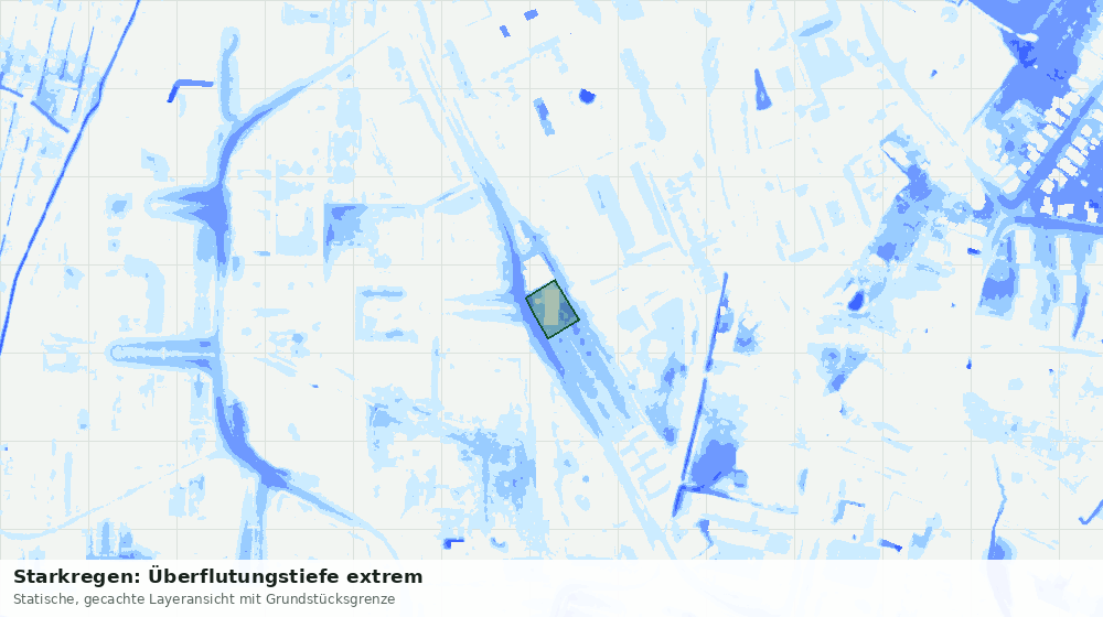 Statische Kartenansicht: Starkregen: Überflutungstiefe extrem