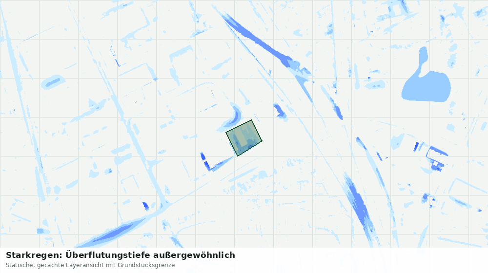 Statische Kartenansicht: Starkregen: Überflutungstiefe außergewöhnlich