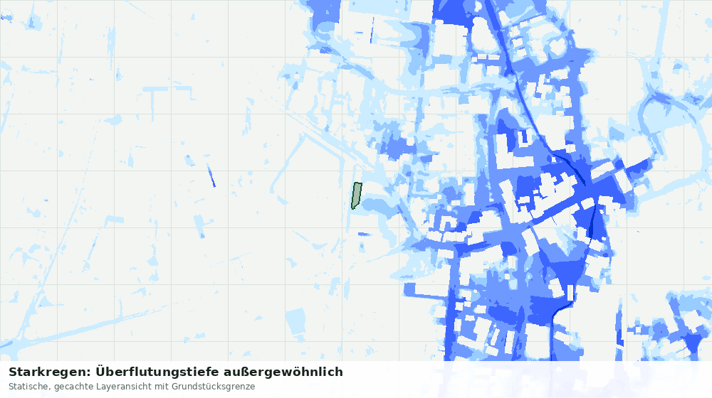 Statische Kartenansicht: Starkregen: Überflutungstiefe außergewöhnlich