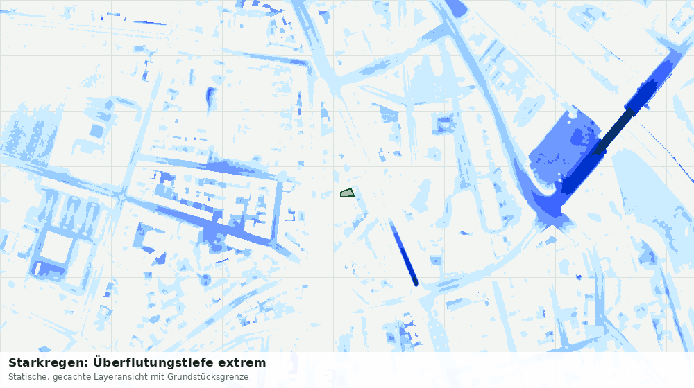 Statische Kartenansicht: Starkregen: Überflutungstiefe extrem
