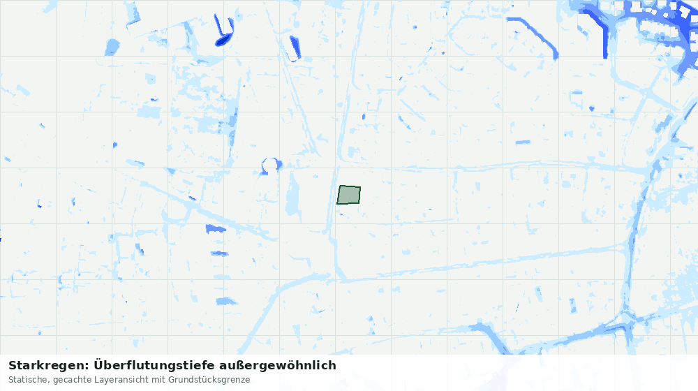 Statische Kartenansicht: Starkregen: Überflutungstiefe außergewöhnlich