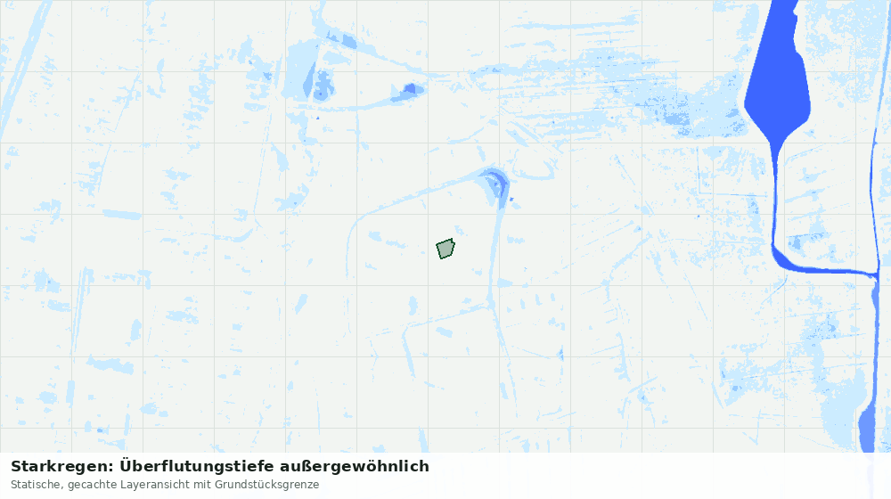 Statische Kartenansicht: Starkregen: Überflutungstiefe außergewöhnlich