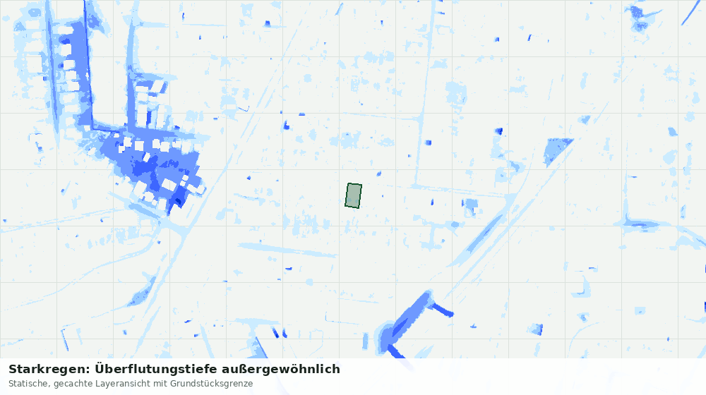 Statische Kartenansicht: Starkregen: Überflutungstiefe außergewöhnlich