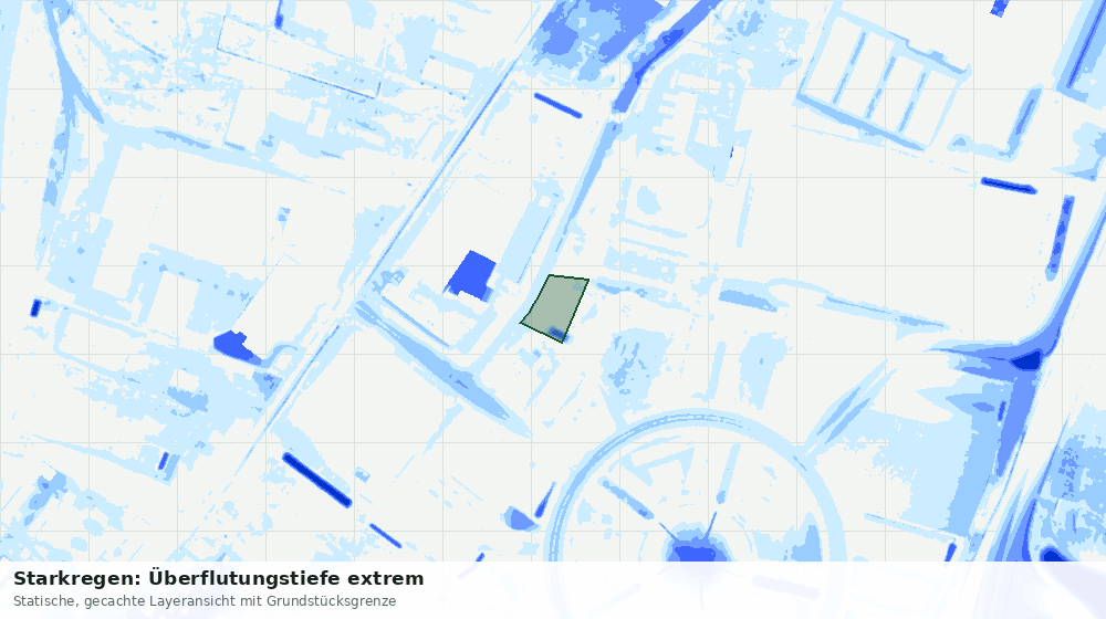 Statische Kartenansicht: Starkregen: Überflutungstiefe extrem