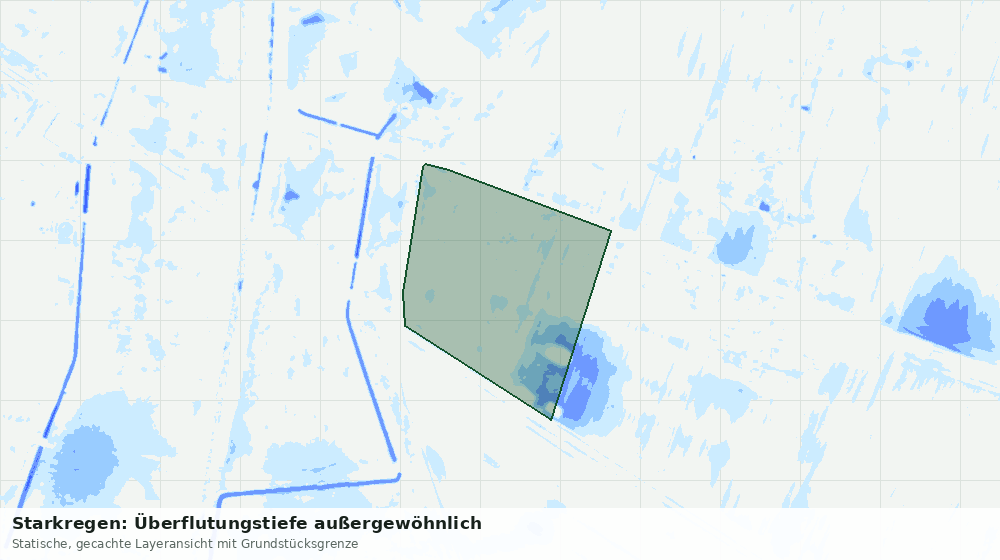 Statische Kartenansicht: Starkregen: Überflutungstiefe außergewöhnlich