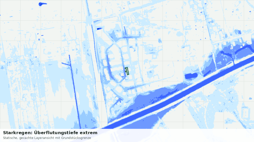 Statische Kartenansicht: Starkregen: Überflutungstiefe extrem
