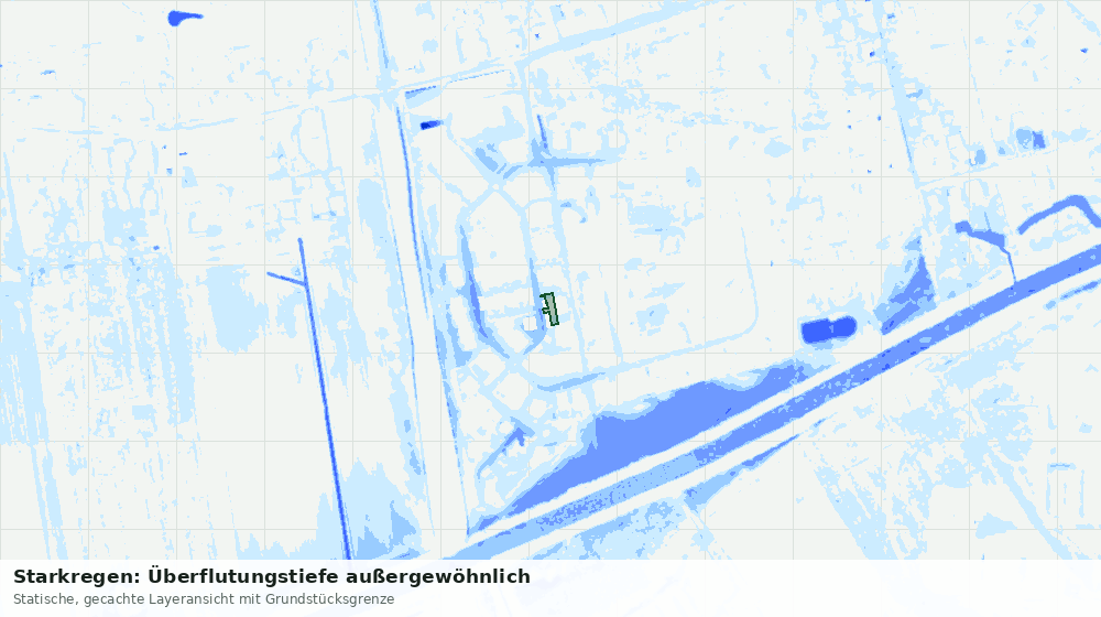 Statische Kartenansicht: Starkregen: Überflutungstiefe außergewöhnlich