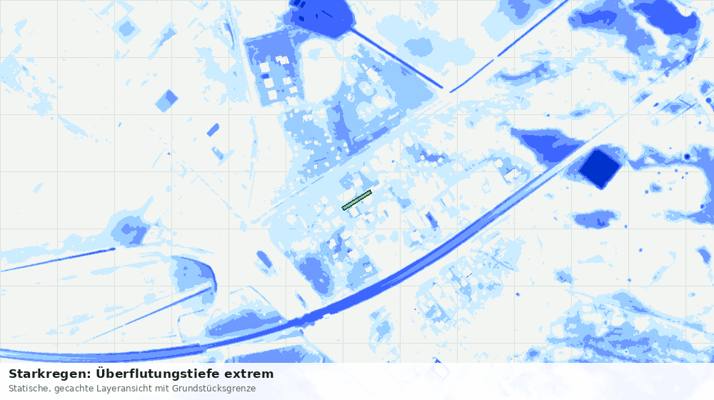 Statische Kartenansicht: Starkregen: Überflutungstiefe extrem