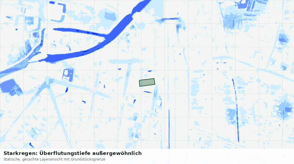 Statische Kartenansicht: Starkregen: Überflutungstiefe außergewöhnlich