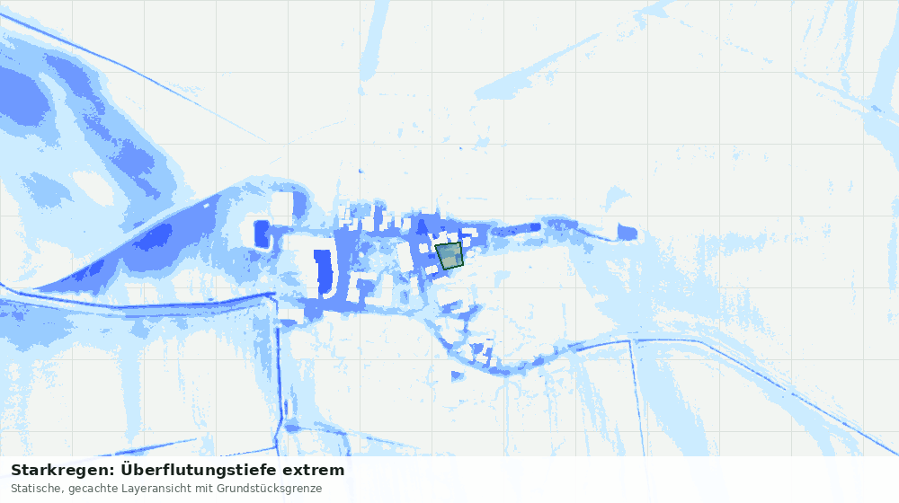 Statische Kartenansicht: Starkregen: Überflutungstiefe extrem