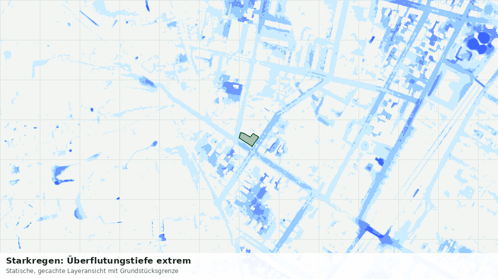 Statische Kartenansicht: Starkregen: Überflutungstiefe extrem