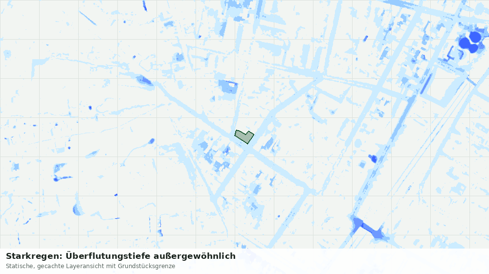 Statische Kartenansicht: Starkregen: Überflutungstiefe außergewöhnlich