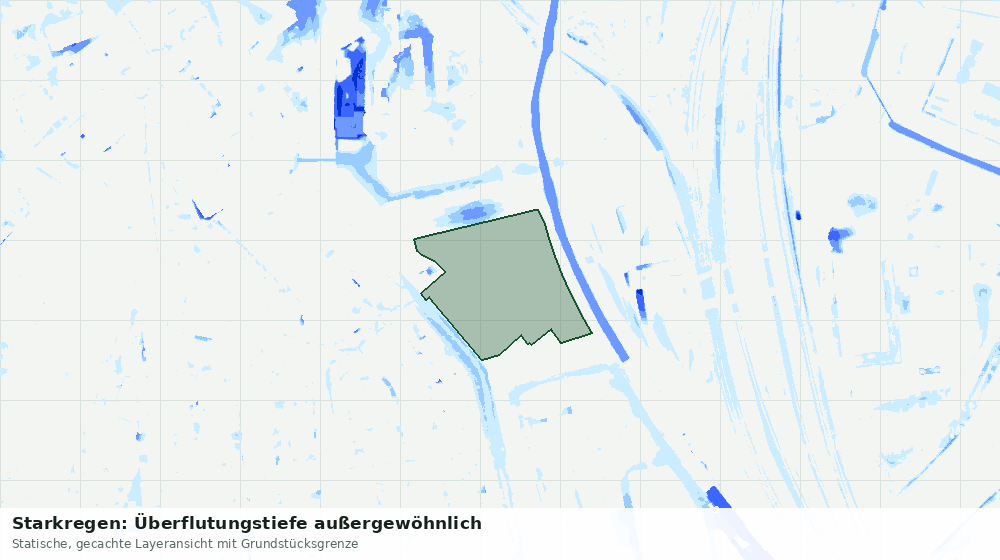 Statische Kartenansicht: Starkregen: Überflutungstiefe außergewöhnlich
