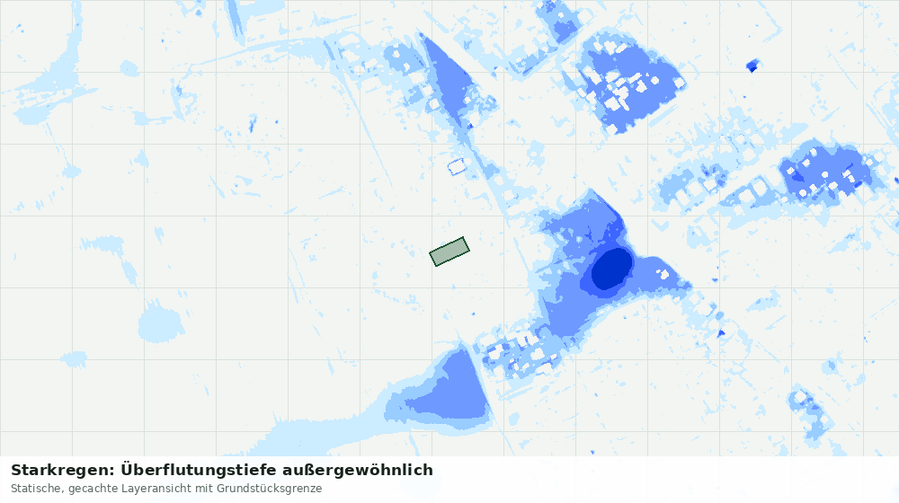 Statische Kartenansicht: Starkregen: Überflutungstiefe außergewöhnlich