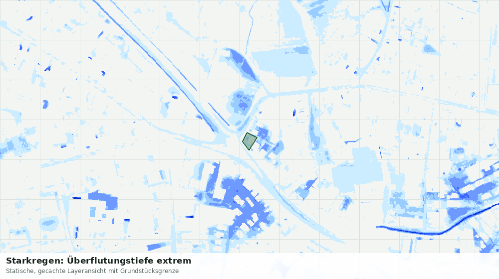 Statische Kartenansicht: Starkregen: Überflutungstiefe extrem