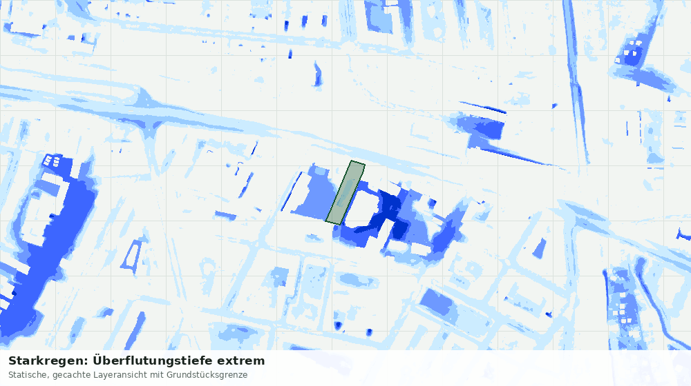 Statische Kartenansicht: Starkregen: Überflutungstiefe extrem