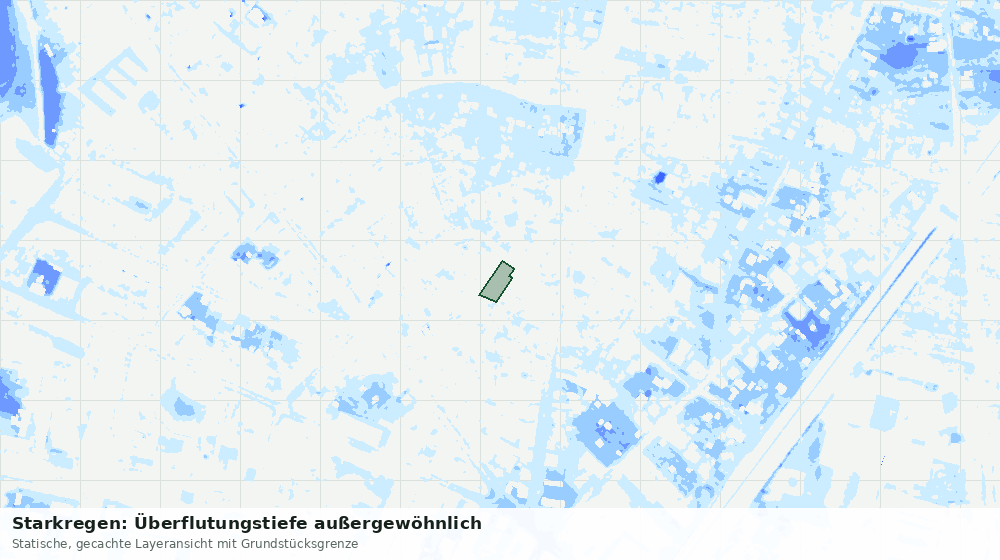 Statische Kartenansicht: Starkregen: Überflutungstiefe außergewöhnlich