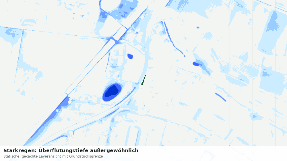 Statische Kartenansicht: Starkregen: Überflutungstiefe außergewöhnlich