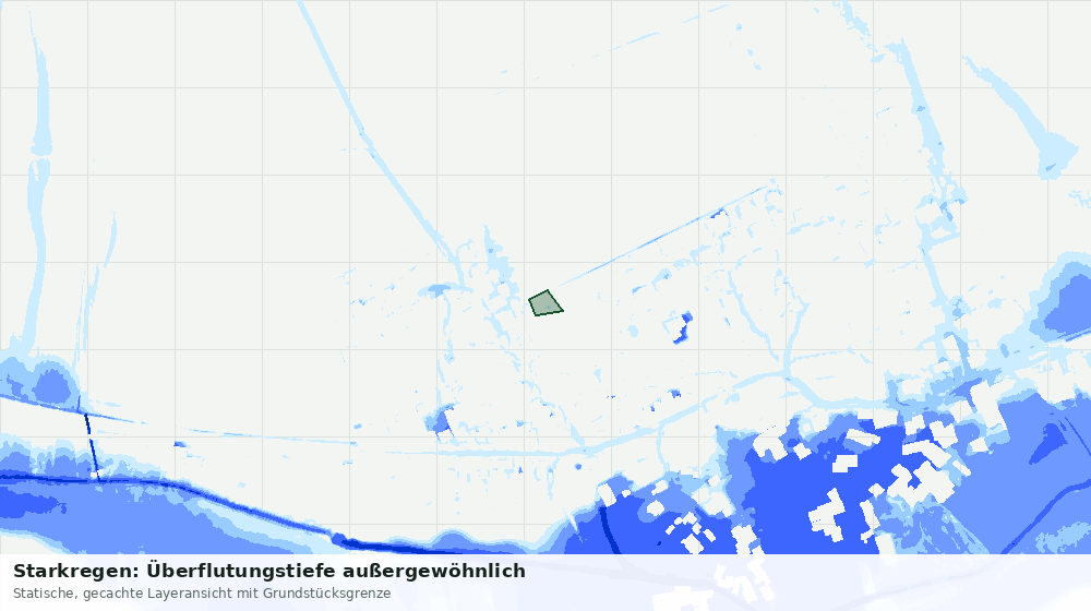 Statische Kartenansicht: Starkregen: Überflutungstiefe außergewöhnlich