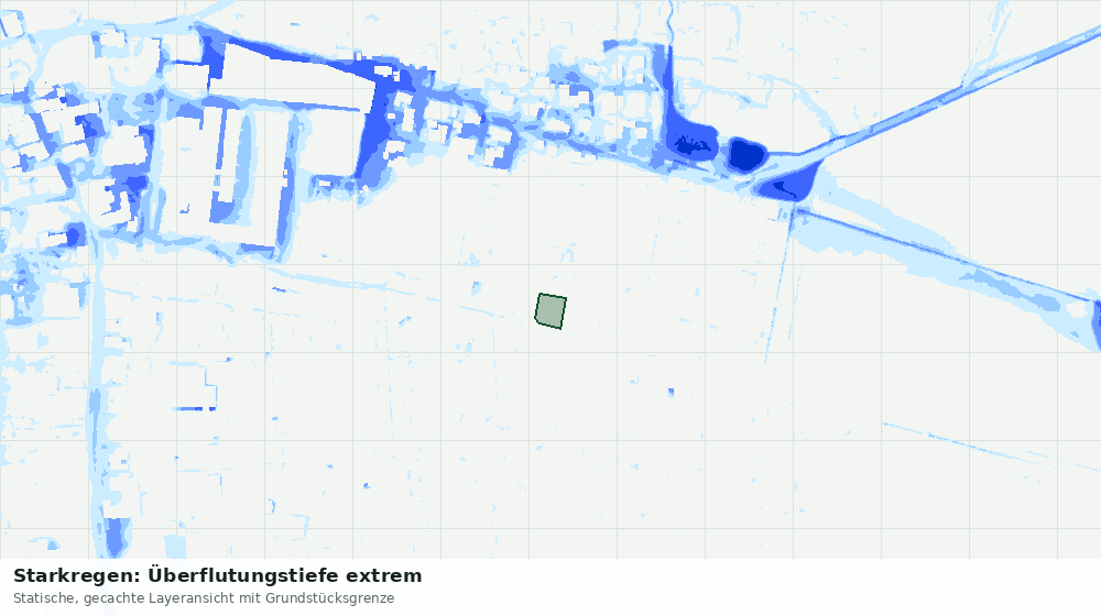 Statische Kartenansicht: Starkregen: Überflutungstiefe extrem