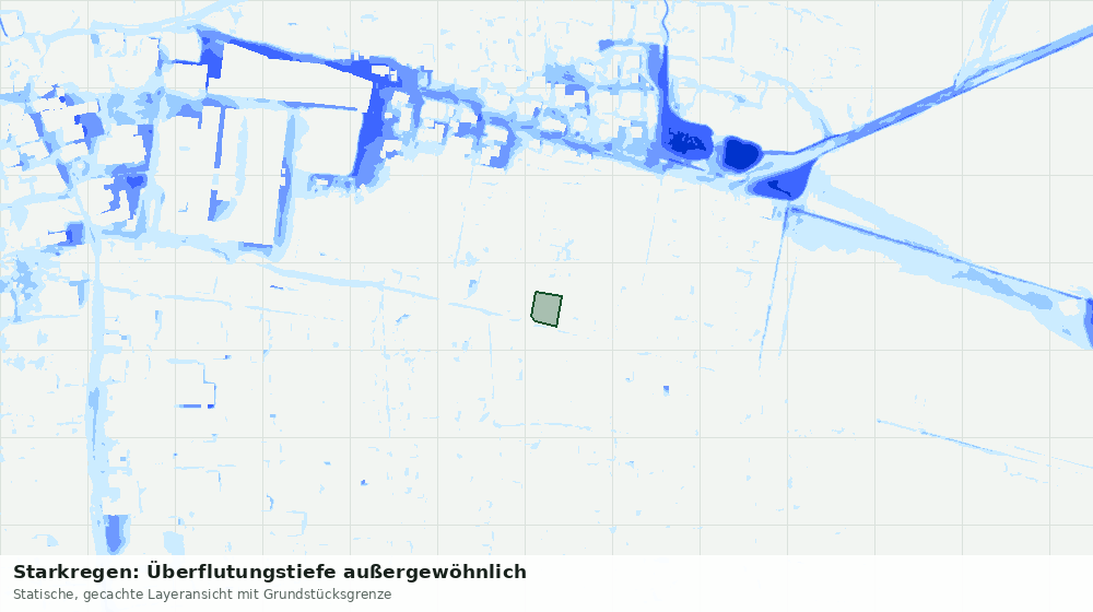 Statische Kartenansicht: Starkregen: Überflutungstiefe außergewöhnlich
