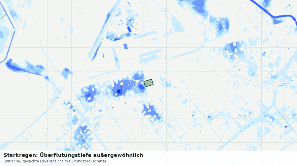 Statische Kartenansicht: Starkregen: Überflutungstiefe außergewöhnlich