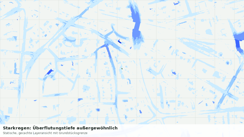 Statische Kartenansicht: Starkregen: Überflutungstiefe außergewöhnlich