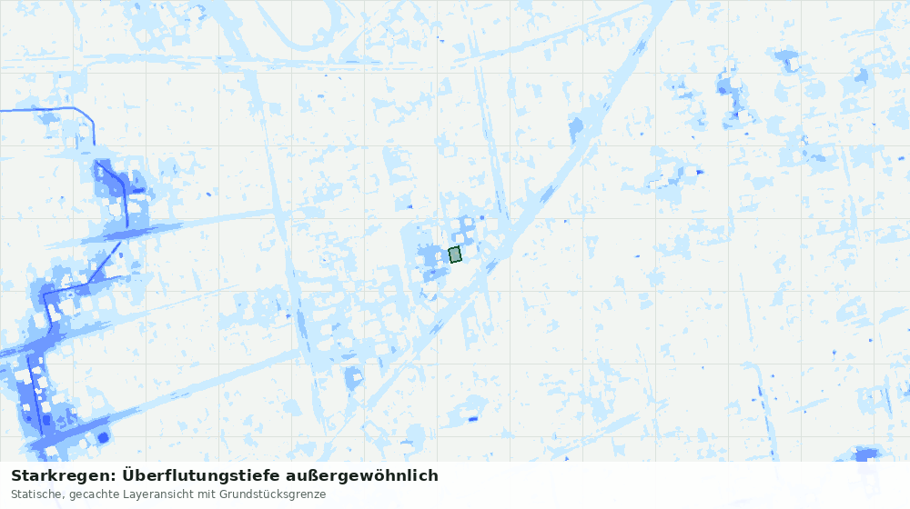 Statische Kartenansicht: Starkregen: Überflutungstiefe außergewöhnlich