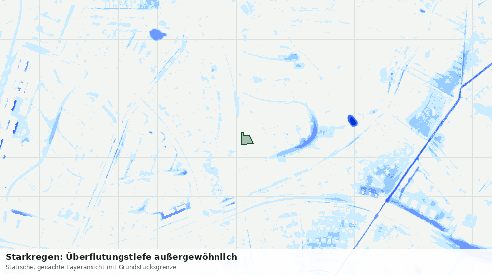 Statische Kartenansicht: Starkregen: Überflutungstiefe außergewöhnlich