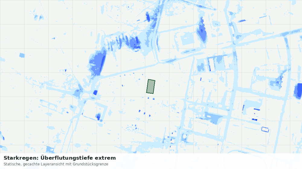Statische Kartenansicht: Starkregen: Überflutungstiefe extrem