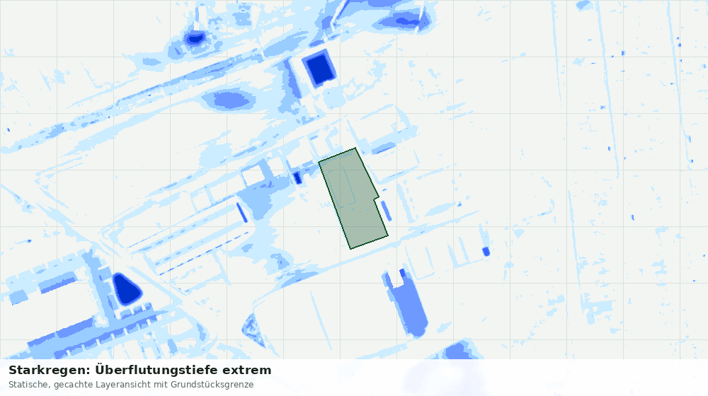 Statische Kartenansicht: Starkregen: Überflutungstiefe extrem