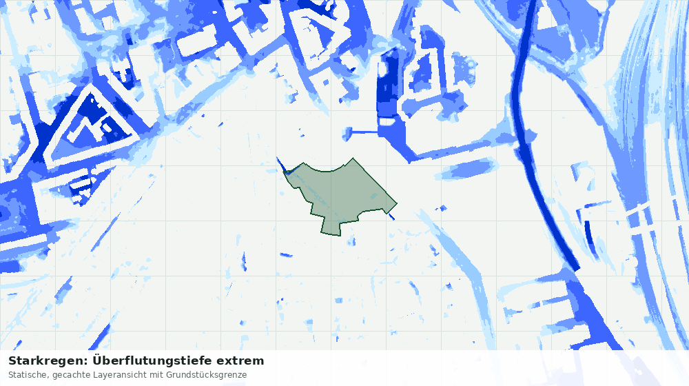 Statische Kartenansicht: Starkregen: Überflutungstiefe extrem