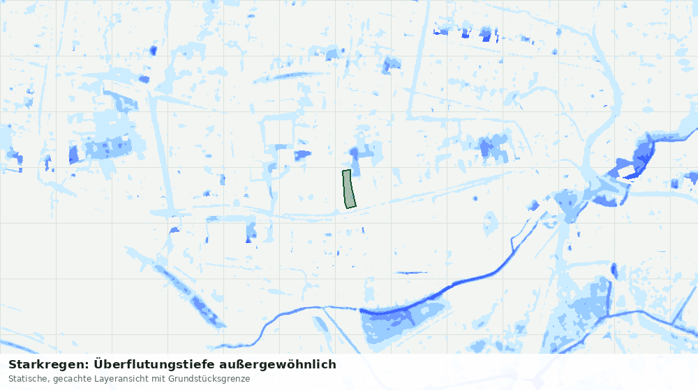 Statische Kartenansicht: Starkregen: Überflutungstiefe außergewöhnlich