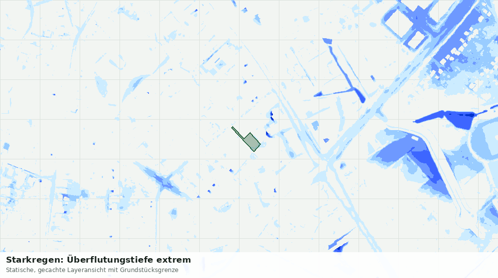 Statische Kartenansicht: Starkregen: Überflutungstiefe extrem