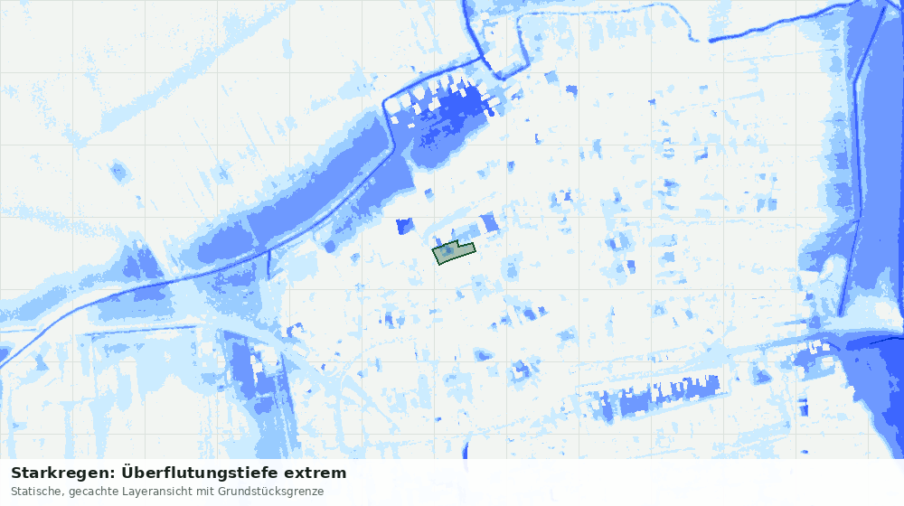 Statische Kartenansicht: Starkregen: Überflutungstiefe extrem