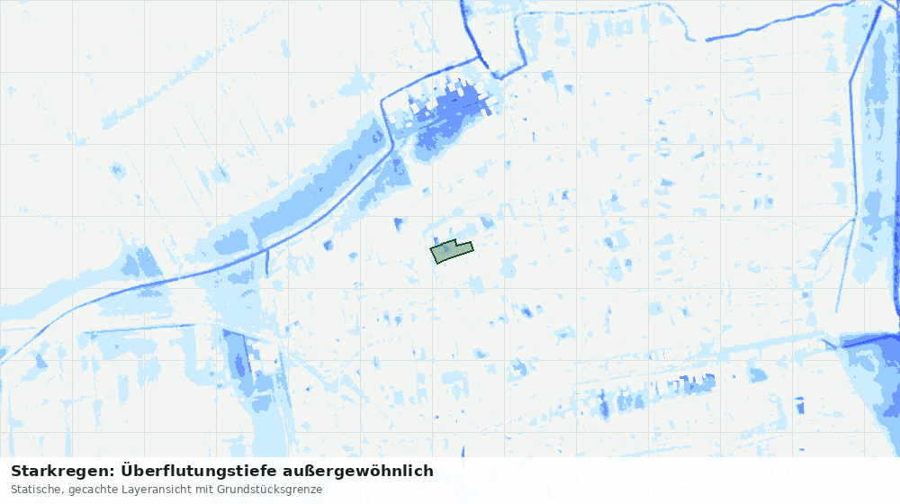 Statische Kartenansicht: Starkregen: Überflutungstiefe außergewöhnlich