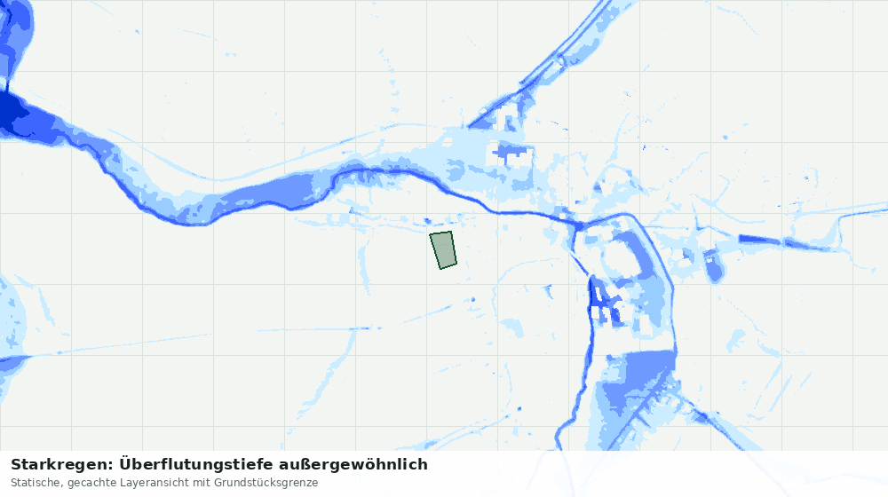 Statische Kartenansicht: Starkregen: Überflutungstiefe außergewöhnlich