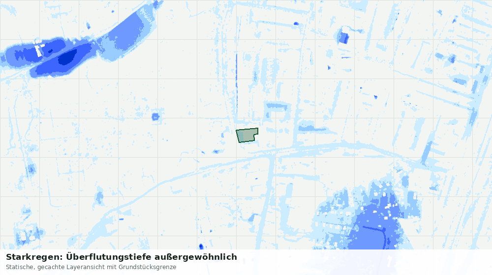 Statische Kartenansicht: Starkregen: Überflutungstiefe außergewöhnlich