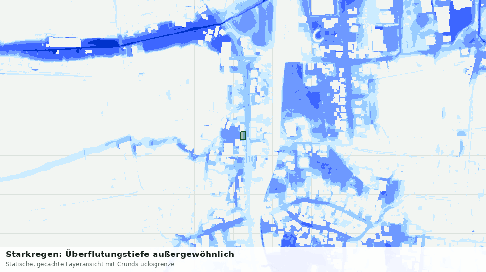 Statische Kartenansicht: Starkregen: Überflutungstiefe außergewöhnlich