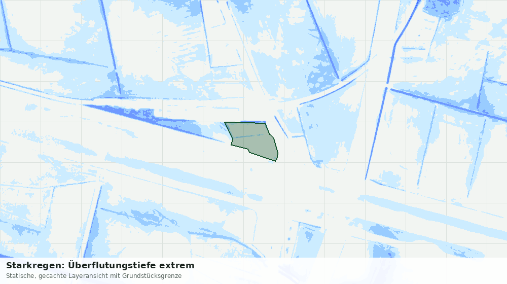 Statische Kartenansicht: Starkregen: Überflutungstiefe extrem