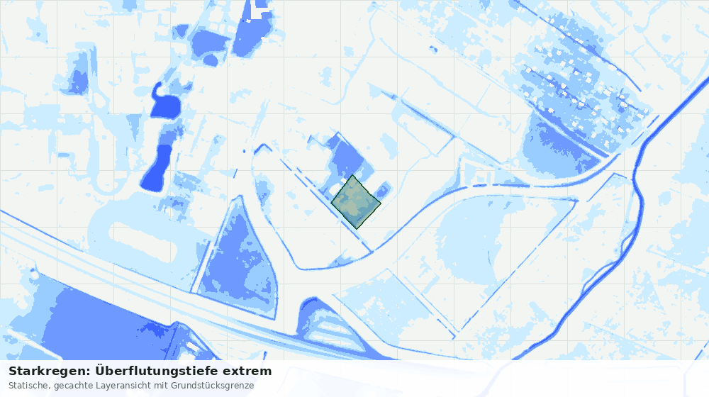Statische Kartenansicht: Starkregen: Überflutungstiefe extrem
