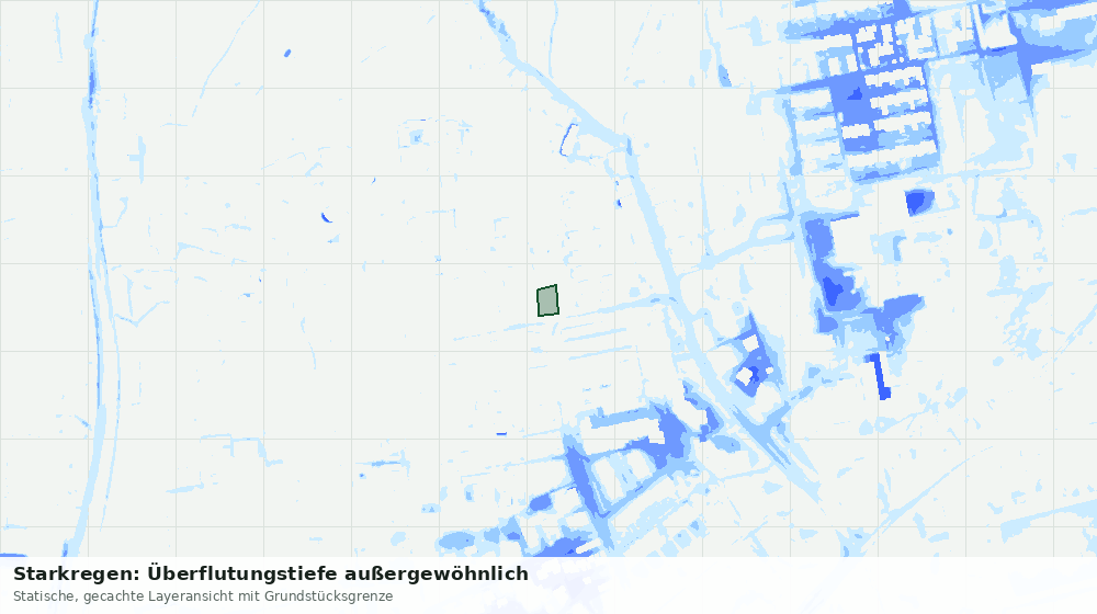Statische Kartenansicht: Starkregen: Überflutungstiefe außergewöhnlich