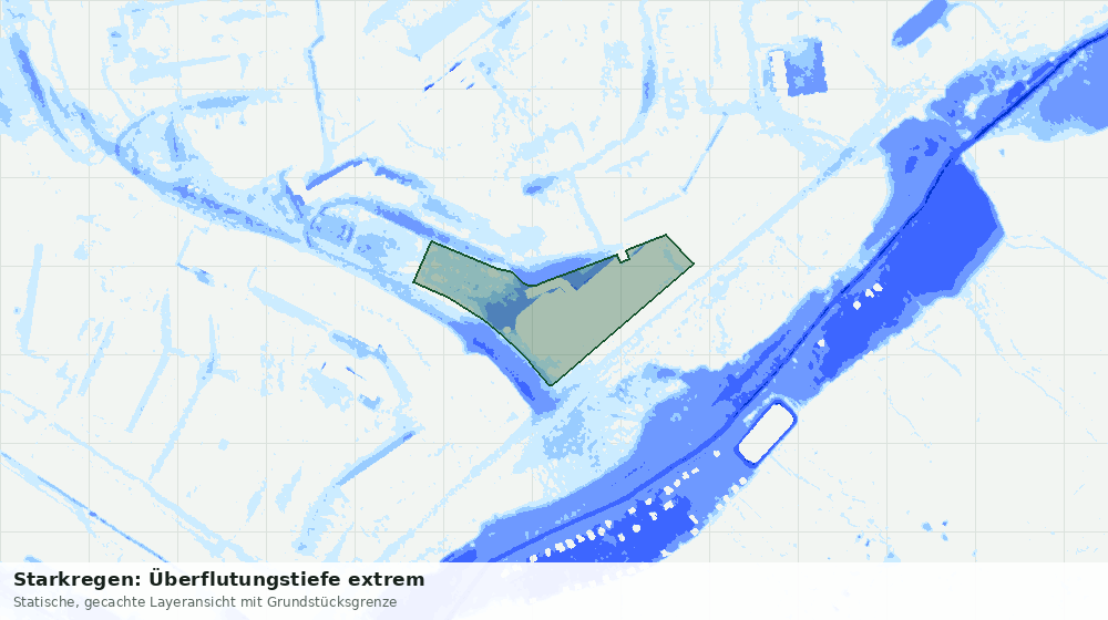 Statische Kartenansicht: Starkregen: Überflutungstiefe extrem