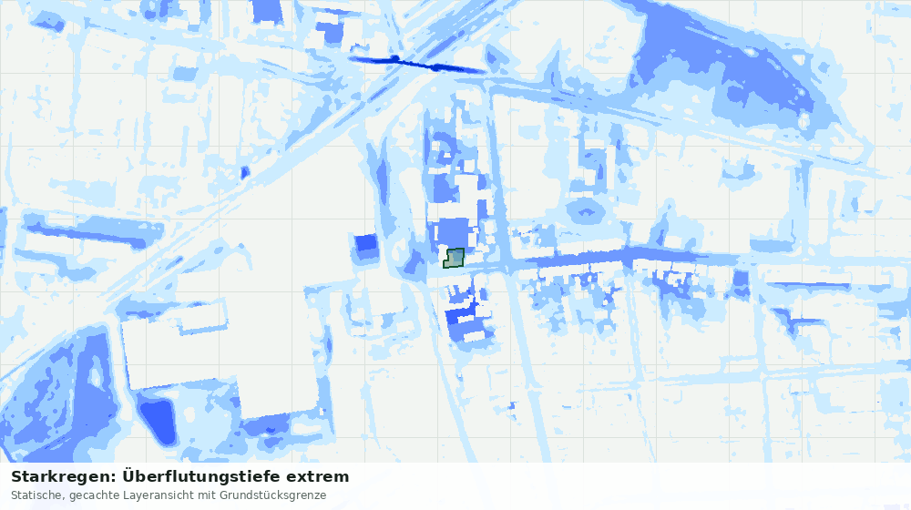 Statische Kartenansicht: Starkregen: Überflutungstiefe extrem