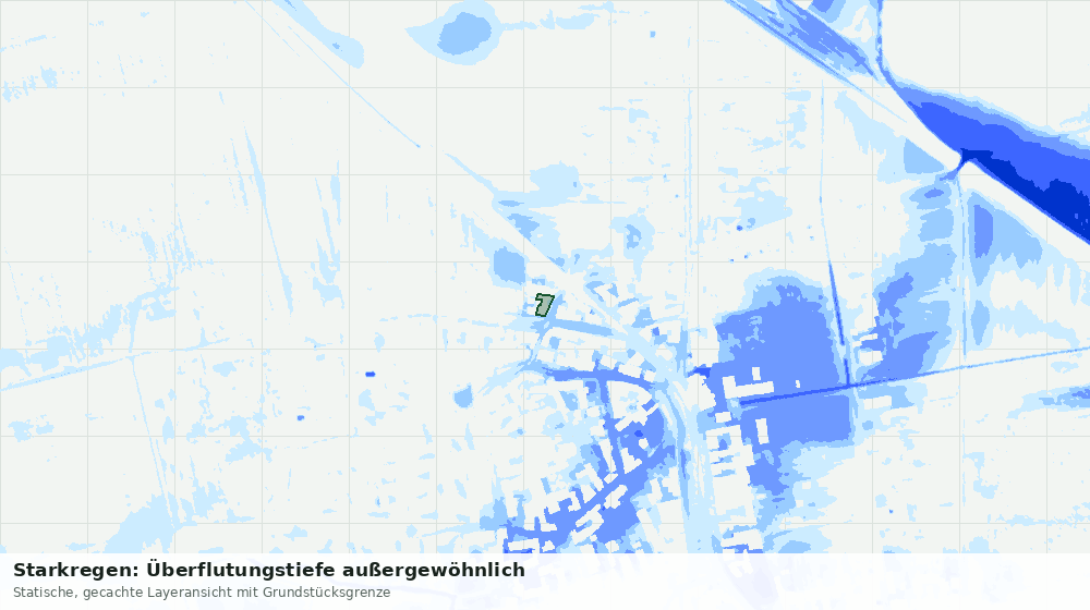 Statische Kartenansicht: Starkregen: Überflutungstiefe außergewöhnlich