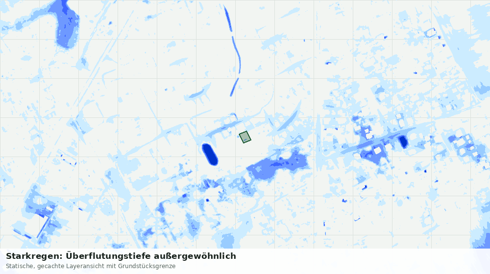 Statische Kartenansicht: Starkregen: Überflutungstiefe außergewöhnlich