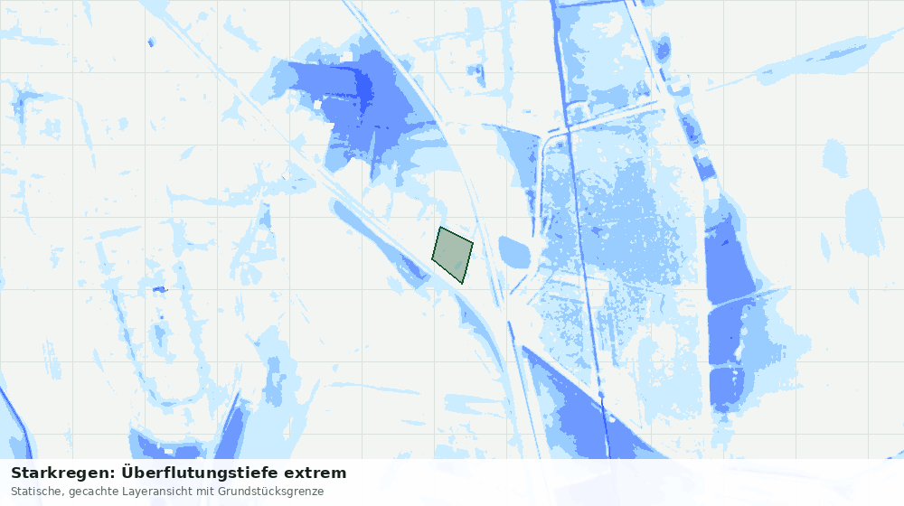 Statische Kartenansicht: Starkregen: Überflutungstiefe extrem